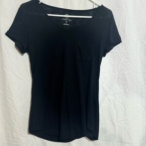 So women black cotton short sleeve shirt pullover casual tee shirt